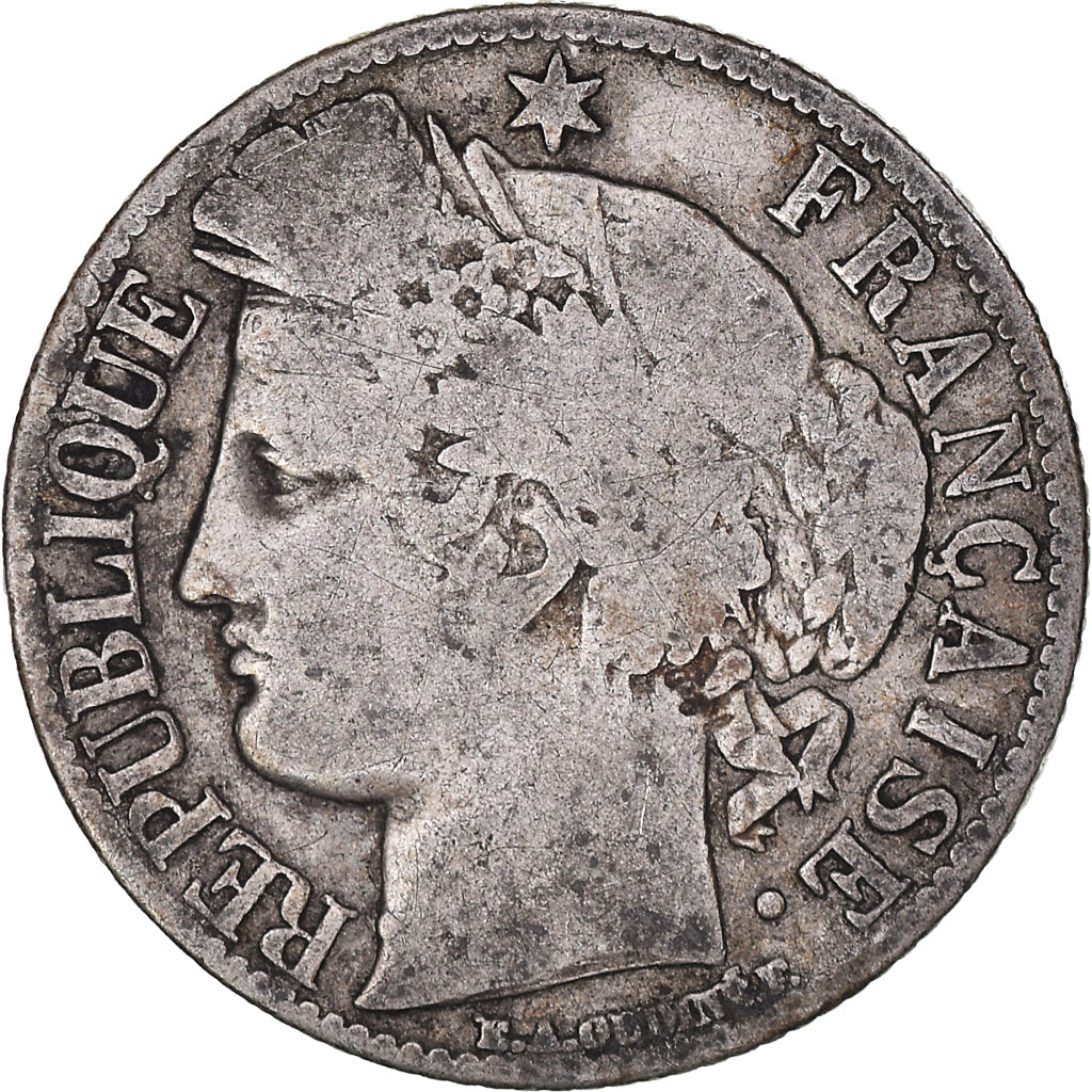Coin, France, Cérès, Franc, 1871, Paris, VF(20-25), Silver, KM:822.1