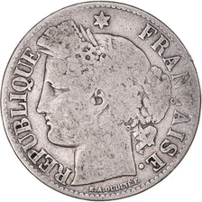Moeda, França, Cérès, 2 Francs, 1871, Paris, VF(20-25), Prata, KM:817.1