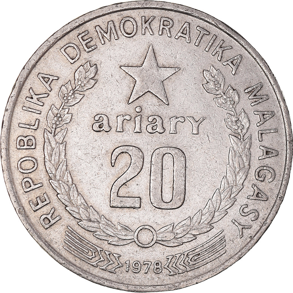 Monnaie, Madagascar, 20 Ariary, 1978, British Royal Mint, TTB, Nickel, KM:14