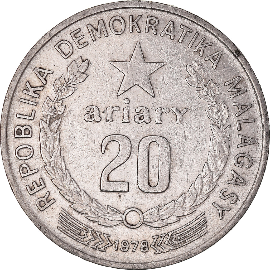 Coin, Madagascar, 20 Ariary, 1978, British Royal Mint, EF(40-45), Nickel, KM:14