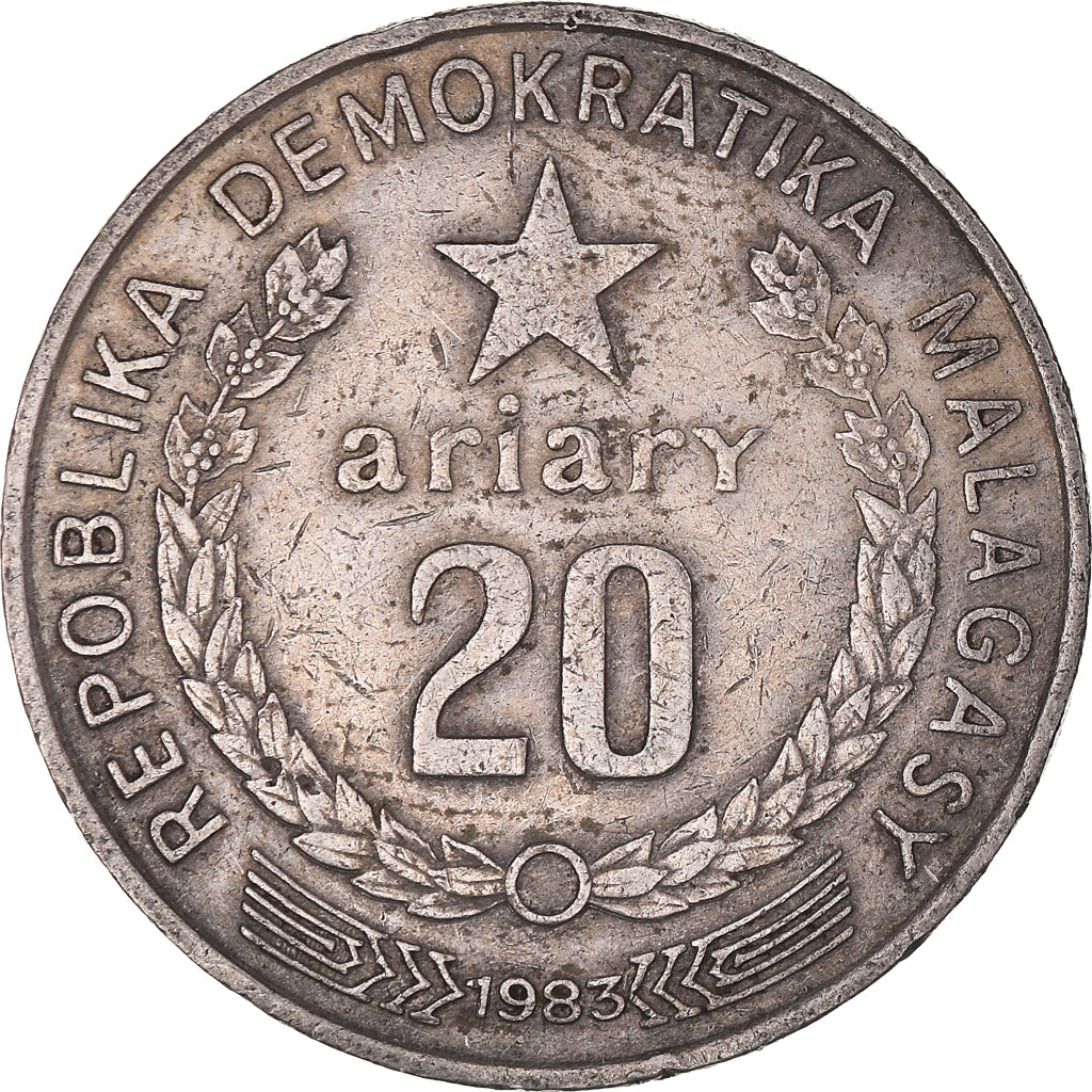 Münze, Madagascar, 20 Ariary, 1983, SS, Kupfer-Nickel, KM:14b