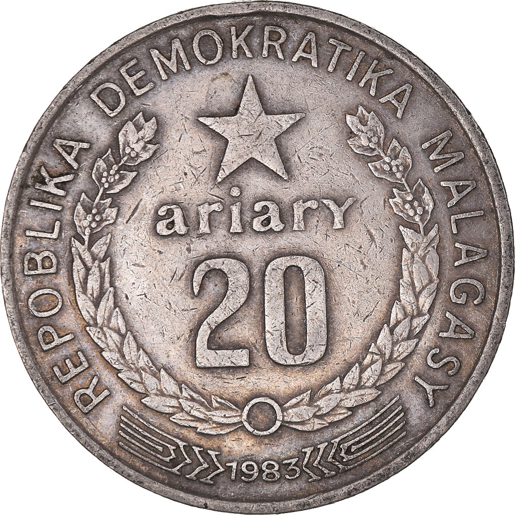 Coin, Madagascar, 20 Ariary, 1983, EF(40-45), Copper-nickel, KM:14b