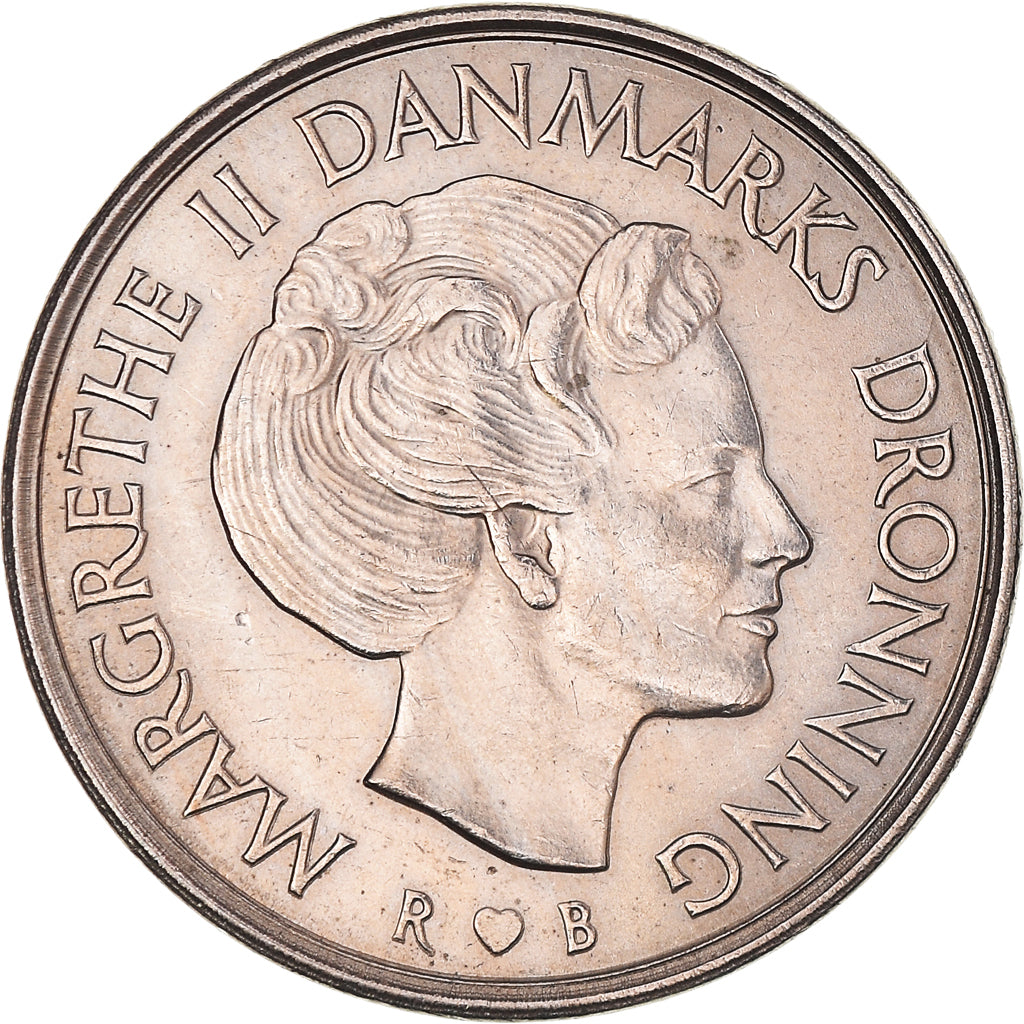 Munten, Denemarken, Margrethe II, Krone, 1984, Copenhagen, ZF+, Cupro-nikkel