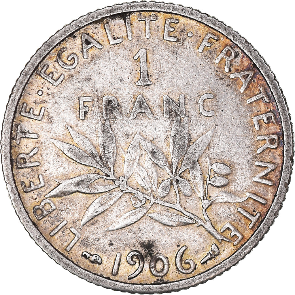 Coin, France, Semeuse, Franc, 1906, Paris, VF(30-35), Silver, KM:844.1