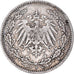 Coin, GERMANY - EMPIRE, 1/2 Mark, 1905, Munich, VF(30-35), Silver, KM:17