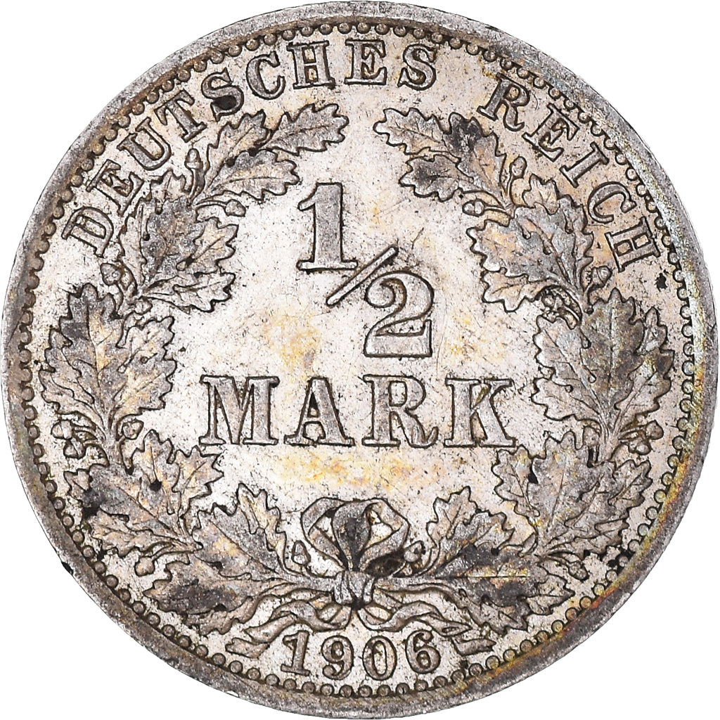 Coin, GERMANY - EMPIRE, 1/2 Mark, 1906, Berlin, EF(40-45), Silver, KM:17