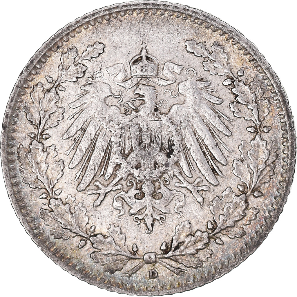 Coin, GERMANY - EMPIRE, 1/2 Mark, 1906, Munich, EF(40-45), Silver, KM:17