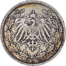 Moneda, ALEMANIA - IMPERIO, 1/2 Mark, 1908, Berlin, BC+, Plata, KM:17