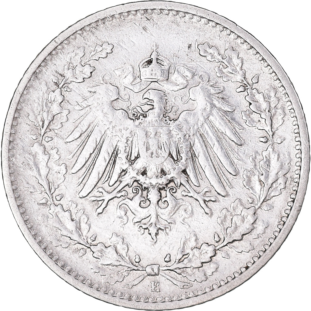 Coin, GERMANY - EMPIRE, 1/2 Mark, 1909, Muldenhütten, EF(40-45), Silver, KM:17