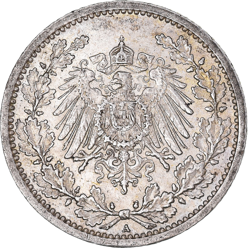 Coin, GERMANY - EMPIRE, 1/2 Mark, 1912, Berlin, AU(50-53), Silver, KM:17