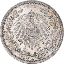 Coin, GERMANY - EMPIRE, 1/2 Mark, 1912, Berlin, AU(50-53), Silver, KM:17