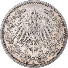 Coin, GERMANY - EMPIRE, 1/2 Mark, 1913, Berlin, EF(40-45), Silver, KM:17