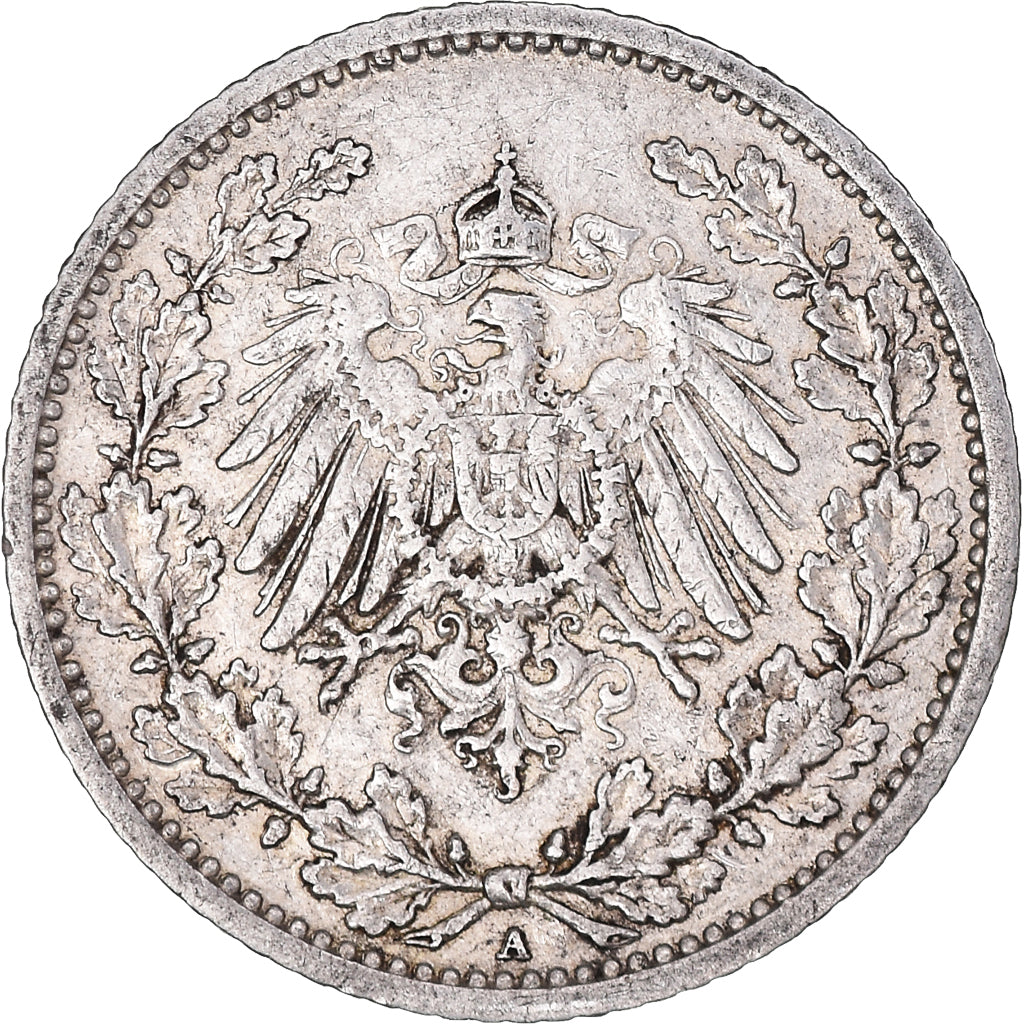 Coin, GERMANY - EMPIRE, 1/2 Mark, 1913, Berlin, EF(40-45), Silver, KM:17