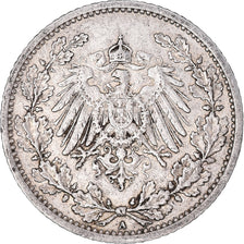 Coin, GERMANY - EMPIRE, 1/2 Mark, 1913, Berlin, EF(40-45), Silver, KM:17