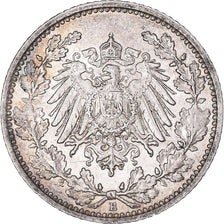 Coin, GERMANY - EMPIRE, 1/2 Mark, 1915, Muldenhütten, AU(50-53), Silver, KM:17