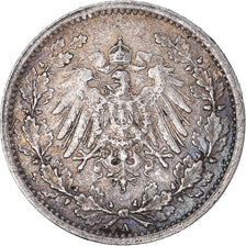 Coin, GERMANY - EMPIRE, 1/2 Mark, 1917, Berlin, EF(40-45), Silver, KM:17