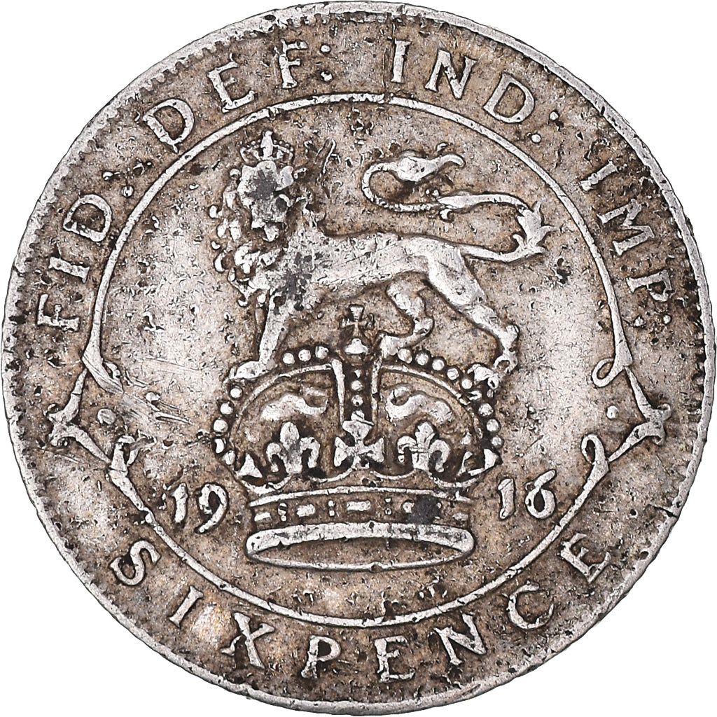 Coin, Great Britain, George V, 6 Pence, 1916, EF(40-45), Silver, KM:815