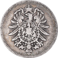Moneda, ALEMANIA - IMPERIO, Wilhelm I, Mark, 1875, Hannover, BC+, Plata, KM:7
