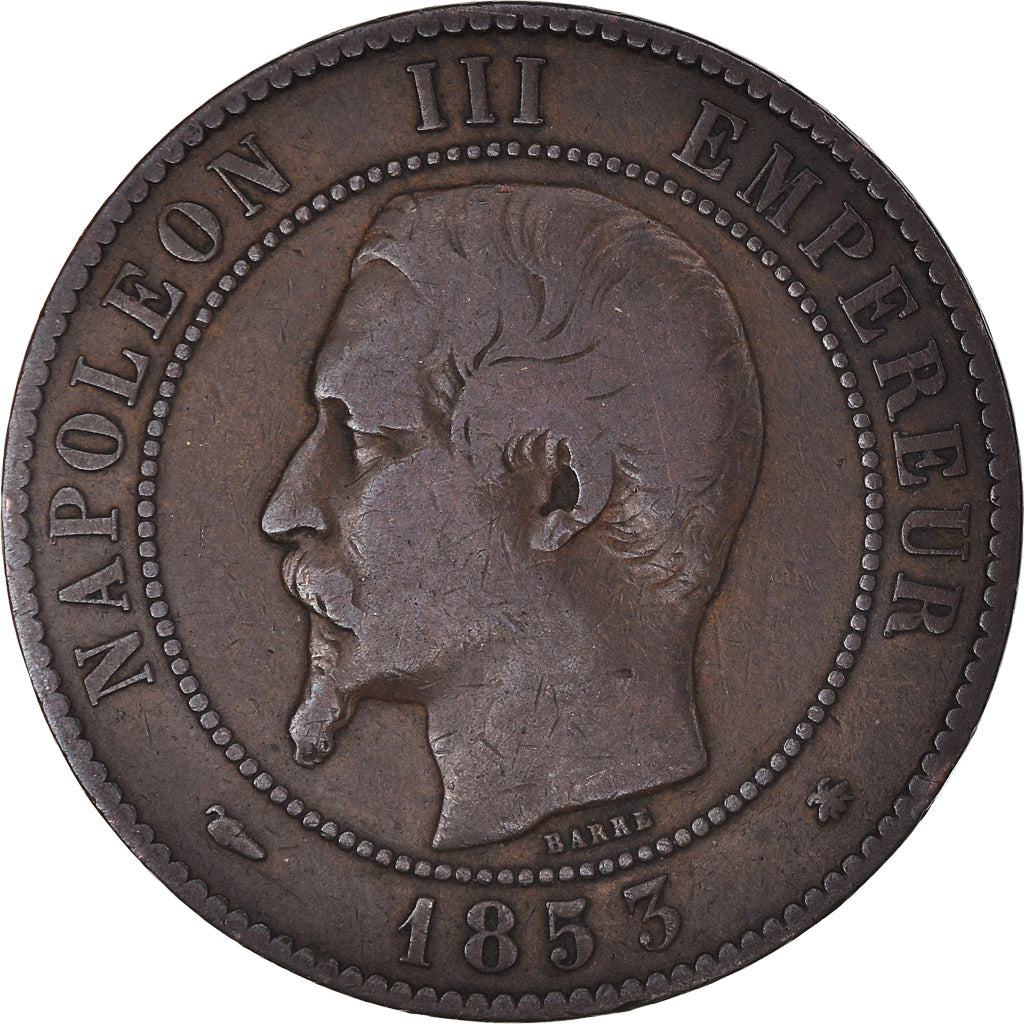 Moneta, Francia, Napoléon III, 10 Centimes, 1853, Strasbourg, MB, Bronzo