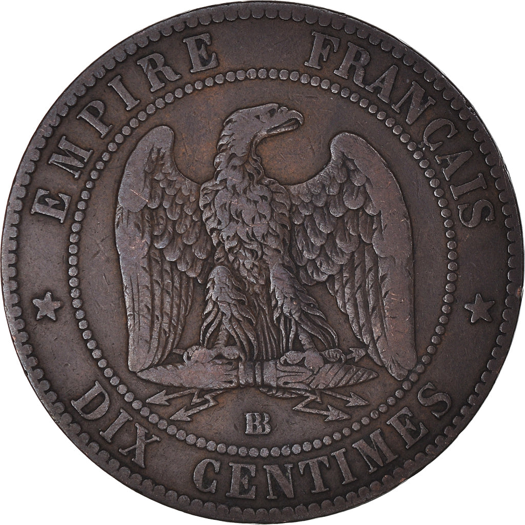 Moneta, Francia, Napoléon III, 10 Centimes, 1853, Strasbourg, MB, Bronzo