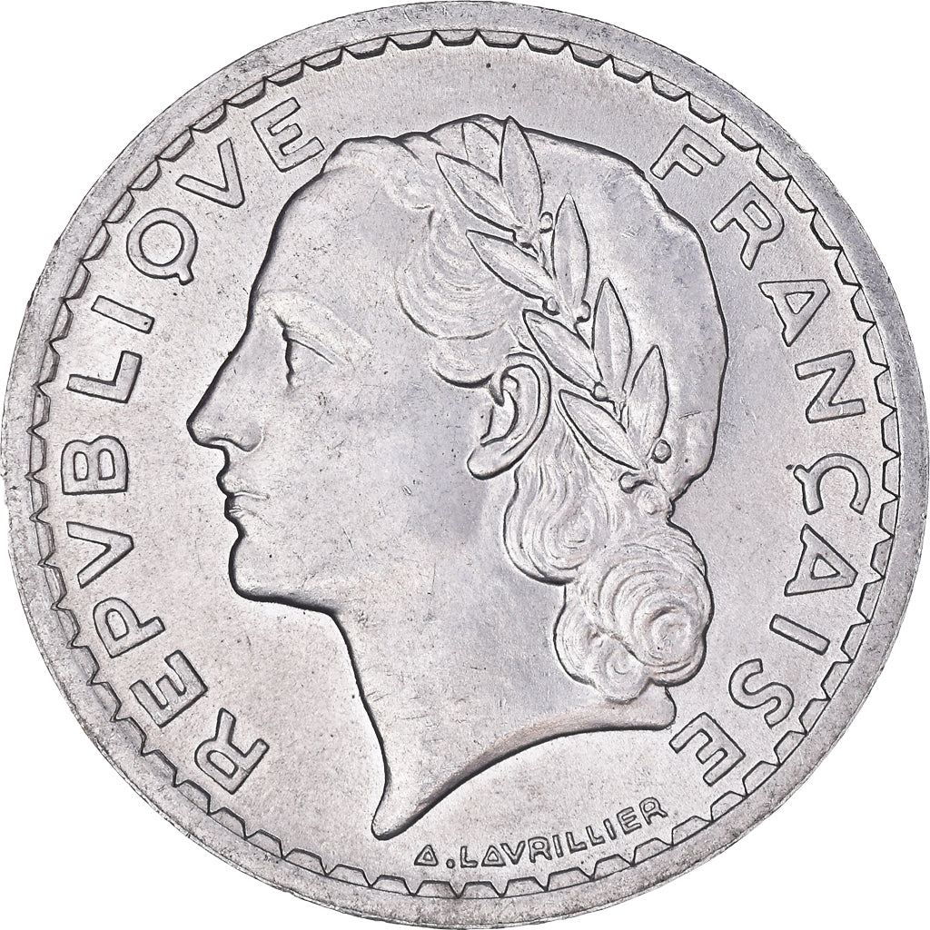 Moneda, Francia, Lavrillier, 5 Francs, 1947, Paris, EBC+, Aluminio, KM:888b.1