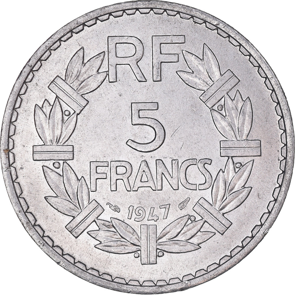 Moneda, Francia, Lavrillier, 5 Francs, 1947, Paris, EBC+, Aluminio, KM:888b.1