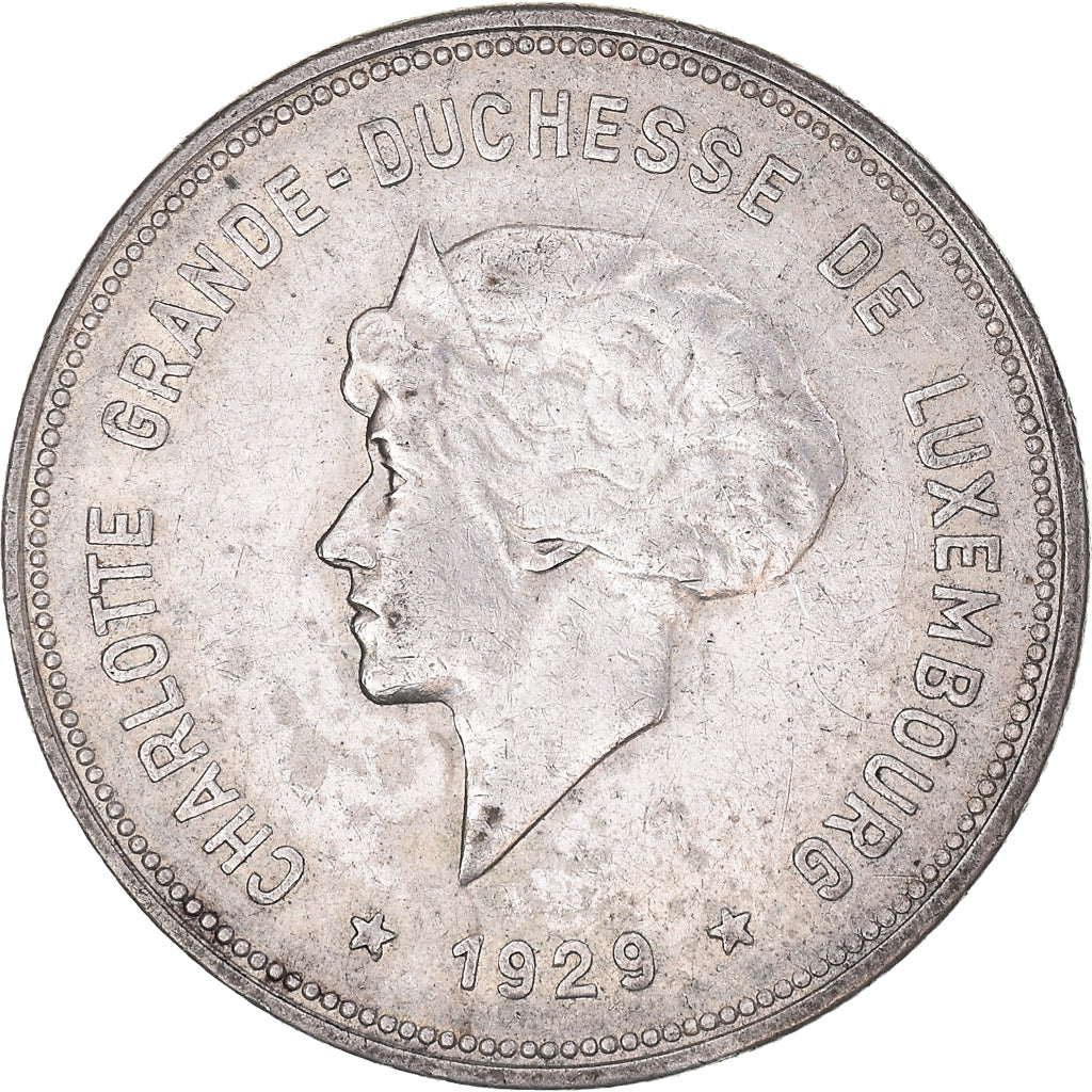 Coin, Luxembourg, Charlotte, 5 Francs, 1929, EF(40-45), Silver, KM:38