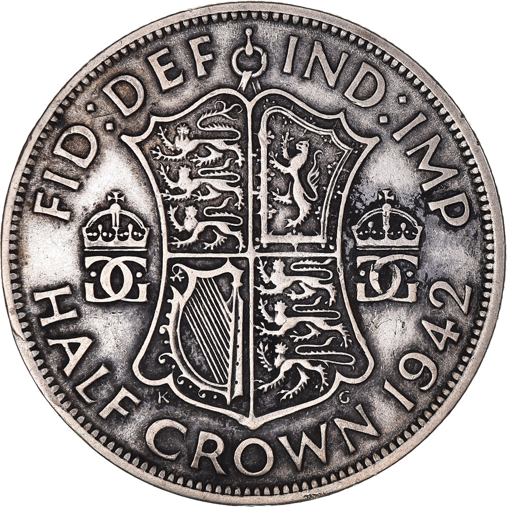 Coin, Great Britain, George VI, 1/2 Crown, 1942, EF(40-45), Silver, KM:856