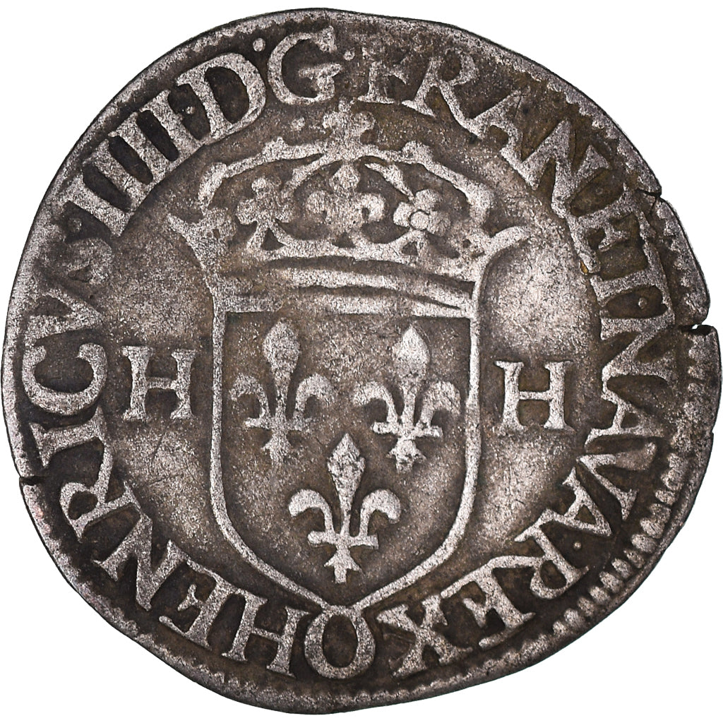 Moneda, Francia, Henri IV, Douzain, 1595, Riom, MBC, Plata, Duplessy:1247A