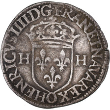 Moneda, Francia, Henri IV, Douzain, 1595, Riom, MBC, Plata, Duplessy:1247A