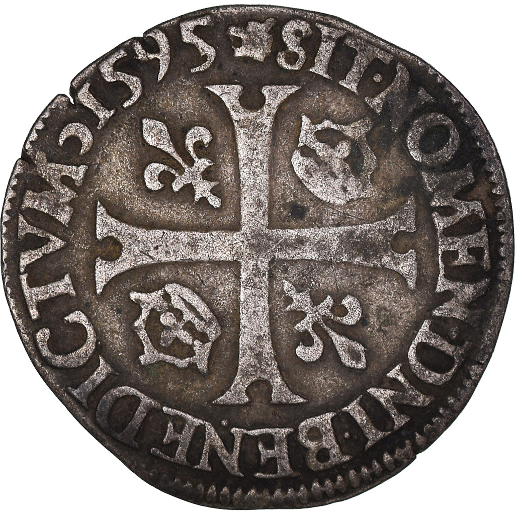 Moneda, Francia, Henri IV, Douzain, 1595, Riom, MBC, Plata, Duplessy:1247A