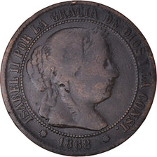 Moneda, España, Isabel II, 2-1/2 Centimos, 1868, Madrid, BC+, Cobre, KM:634.2