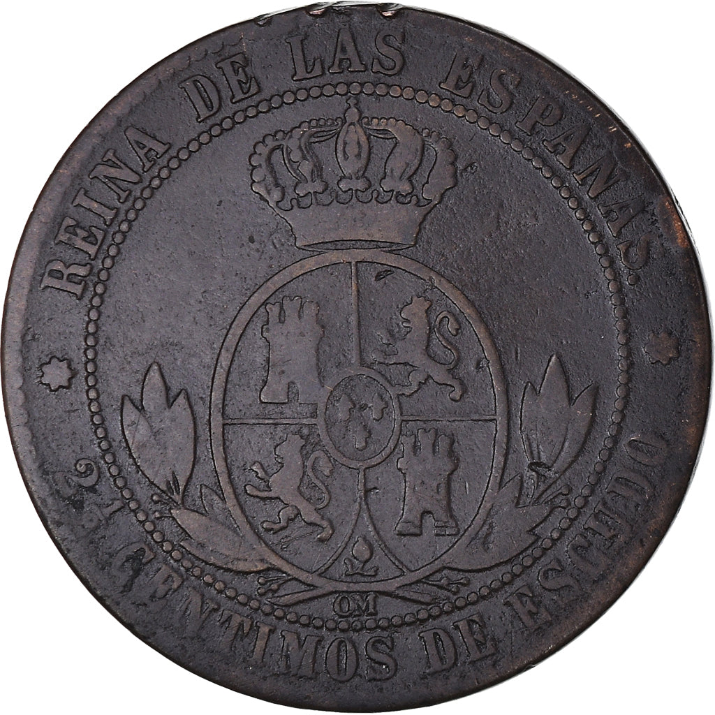 Coin, Spain, Isabel II, 2-1/2 Centimos, 1868, Madrid, VF(30-35), Copper