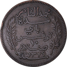 Coin, Tunisia, Muhammad al-Nasir Bey, 10 Centimes, 1911, Paris, EF(40-45)
