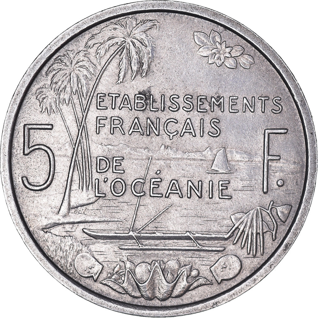 Moeda, OCEANIA FRANCESA, 5 Francs, 1952, Paris, AU(50-53), Alumínio, KM:4