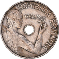 Moneda, España, 25 Centimos, 1934, MBC, Cobre - níquel, KM:751