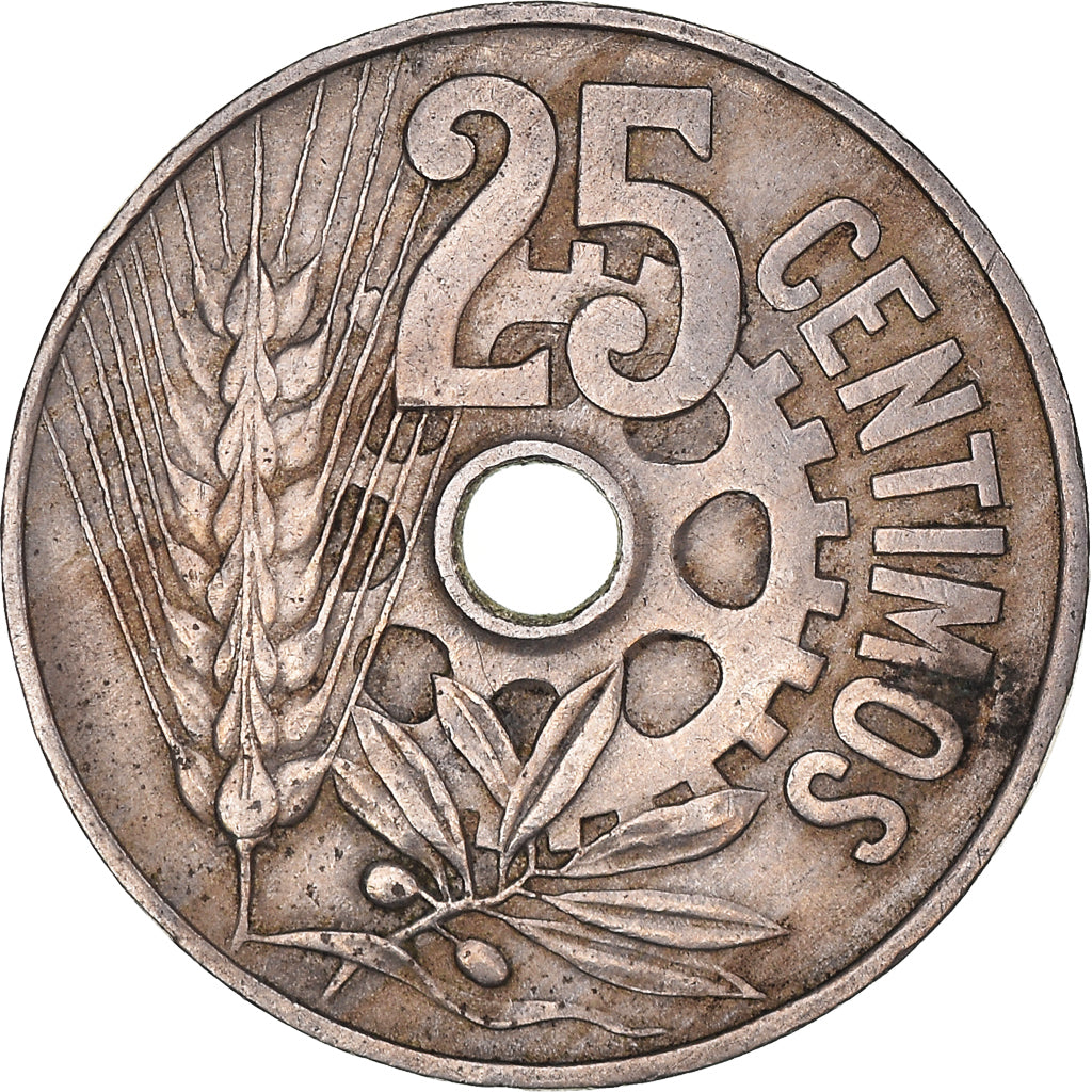 Moneda, España, 25 Centimos, 1934, MBC, Cobre - níquel, KM:751