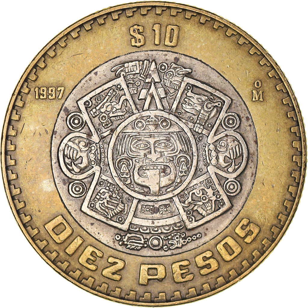 Coin, Mexico, 10 Pesos, 1997, Mexico City, EF(40-45), Bi-Metallic, KM:616