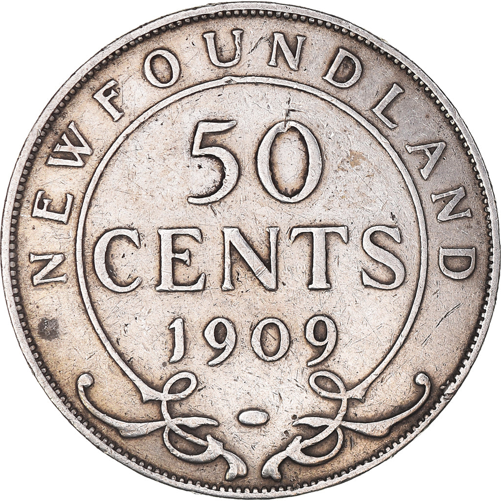 Coin, NEWFOUNDLAND, 50 Cents, 1909, EF(40-45), Silver, KM:11