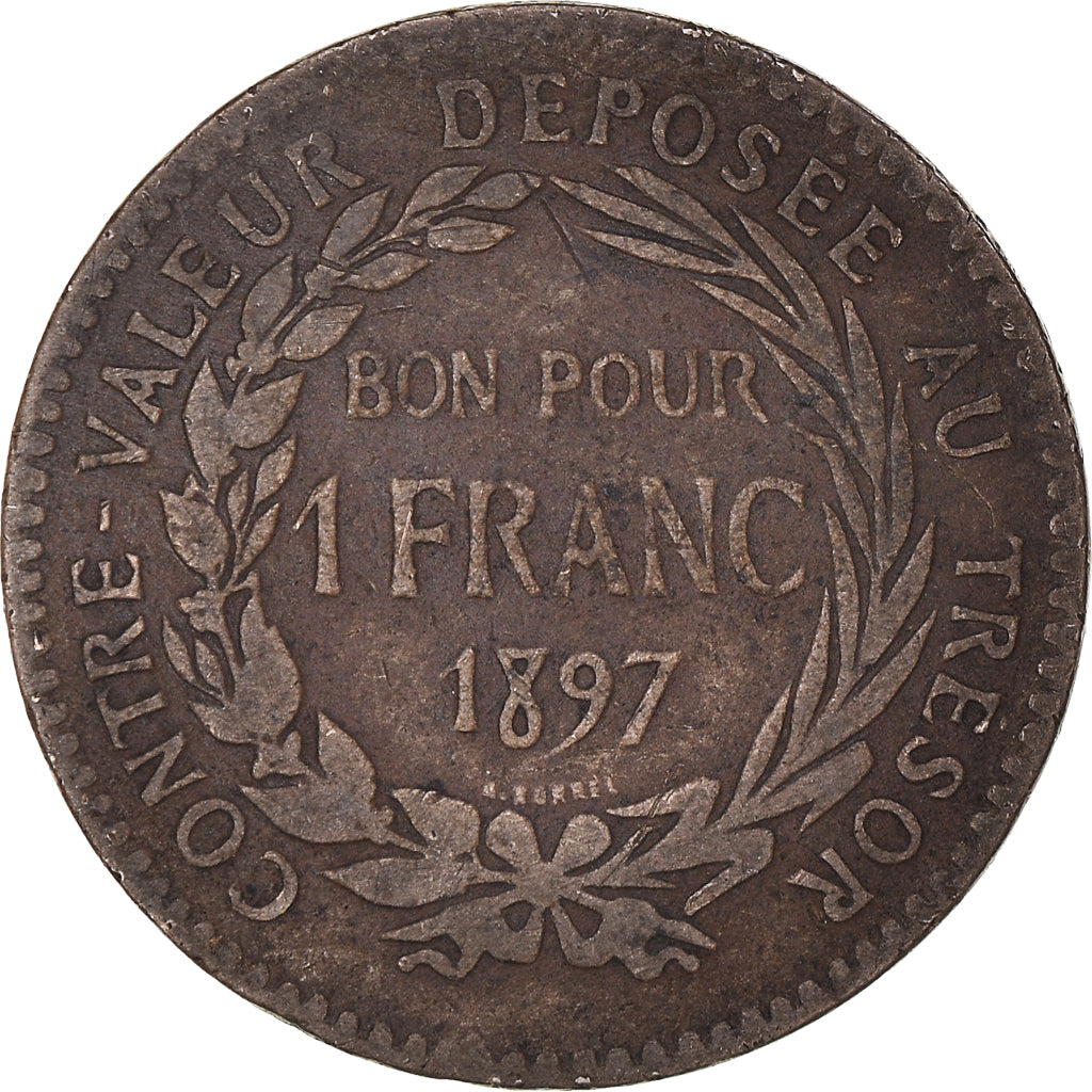Moneda, Martinica, Franc, 1897, BC+, Cobre - níquel, KM:41, Lecompte:12