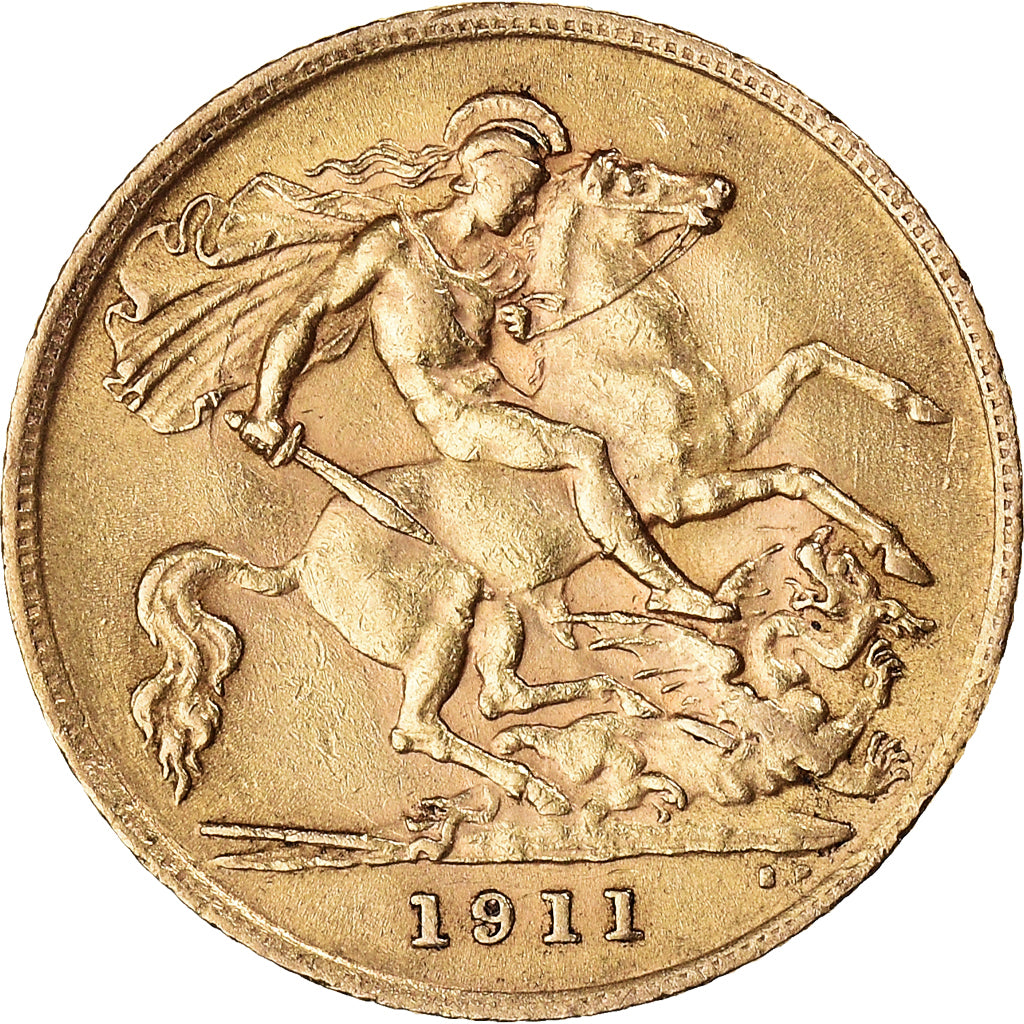 Monnaie, Grande-Bretagne, George V, 1/2 Sovereign, 1911, TTB, Or, KM:819