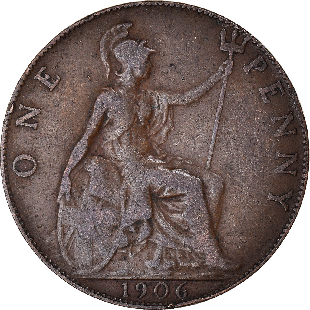 Coin, Great Britain, Edward VII, Penny, 1906, VF(30-35), Bronze, KM:794.2