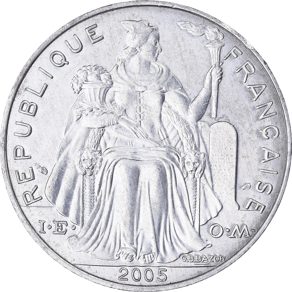Coin, New Caledonia, 5 Francs, 2005, Paris, AU(50-53), Aluminum, KM:16
