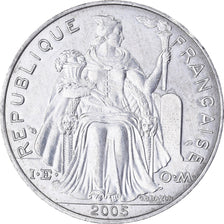 Coin, New Caledonia, 5 Francs, 2005, Paris, AU(50-53), Aluminum, KM:16