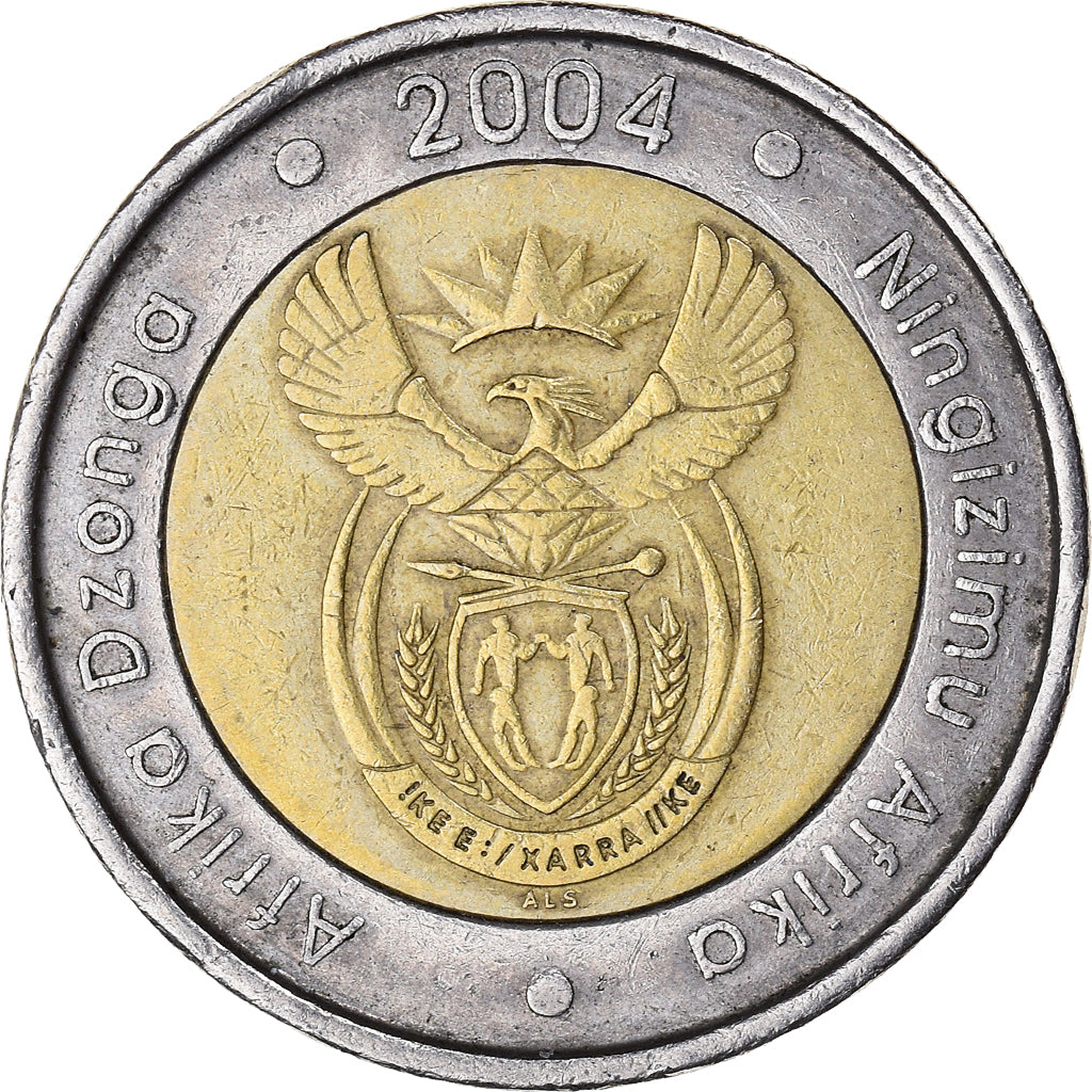 Coin, South Africa, 5 Rand, 2004, Pretoria, EF(40-45), Bi-Metallic, KM:281