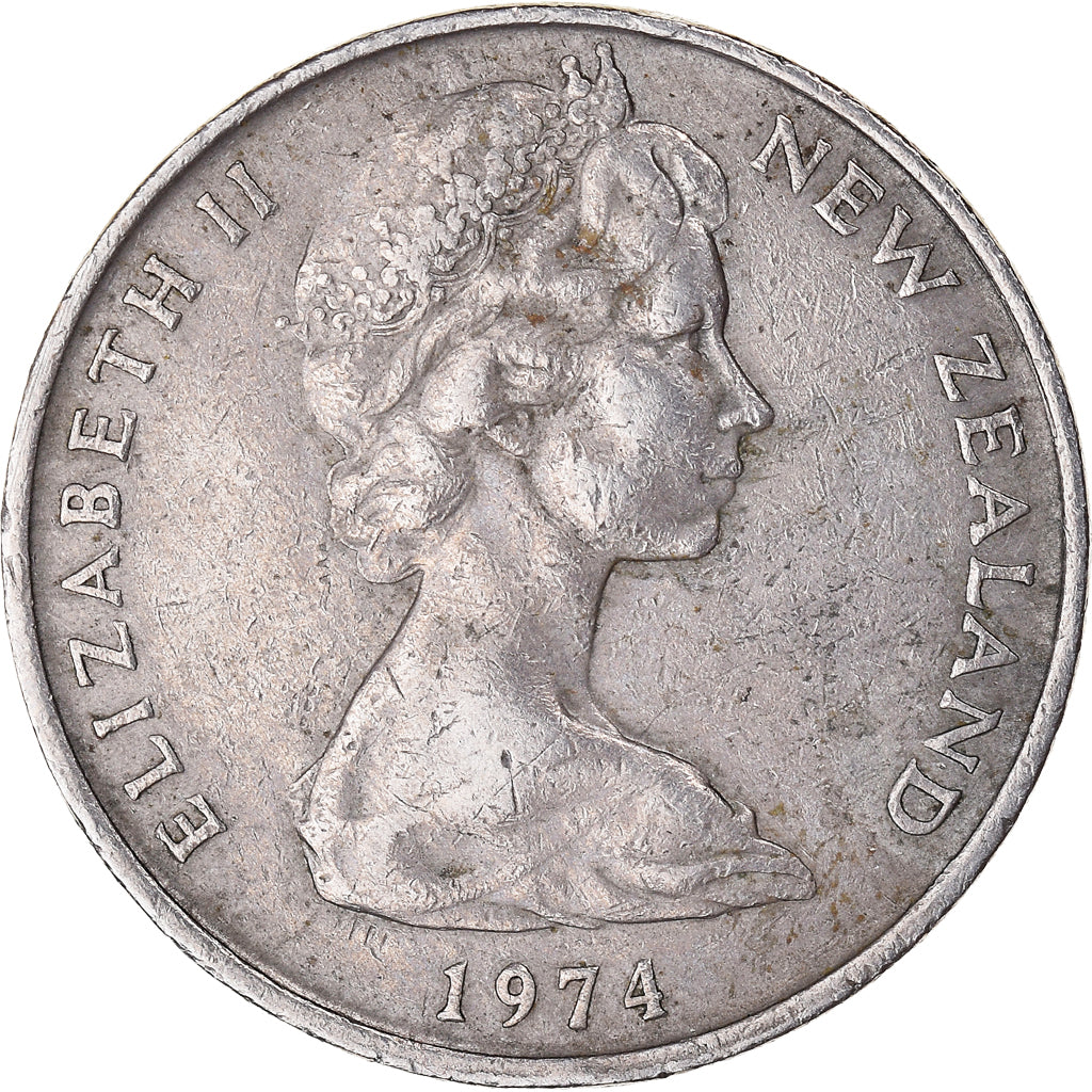Moneta, Nowa Zelandia, Elizabeth II, 20 Cents, 1974, EF(40-45), Miedź-Nikiel
