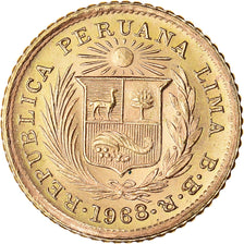 Moneda, Perú, 1/5 Libra, Pound, 1968, Lima, EBC, Oro, KM:210