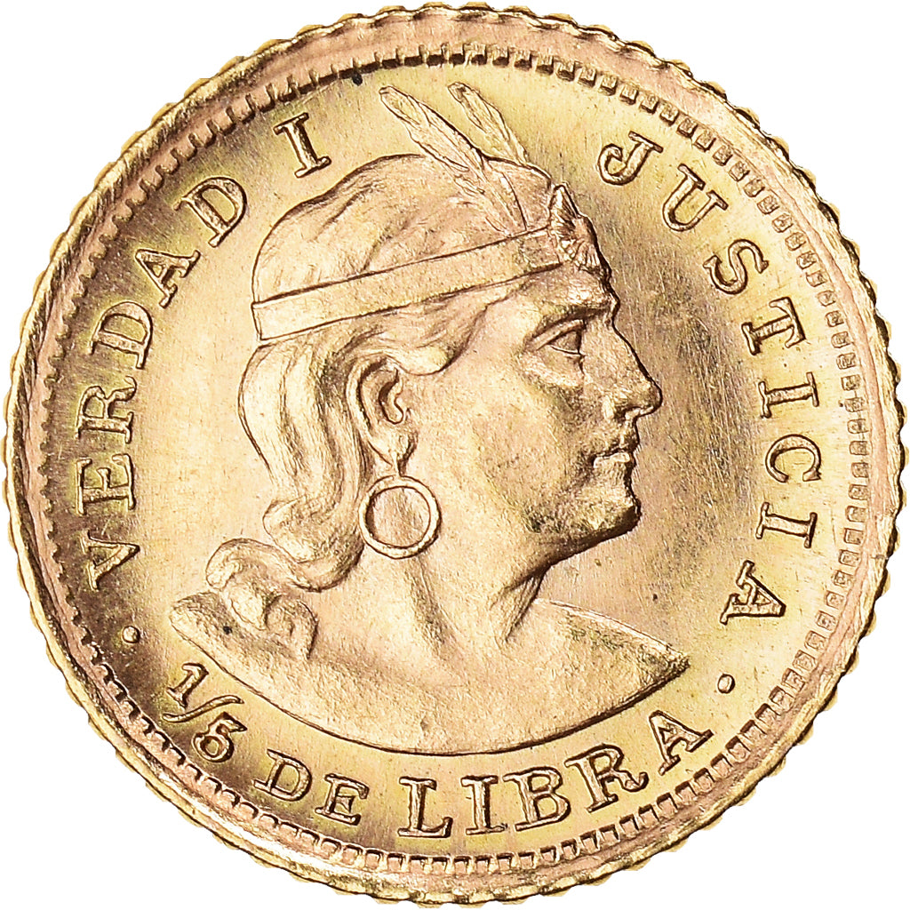 Coin, Peru, 1/5 Libra, Pound, 1968, Lima, AU(55-58), Gold, KM:210
