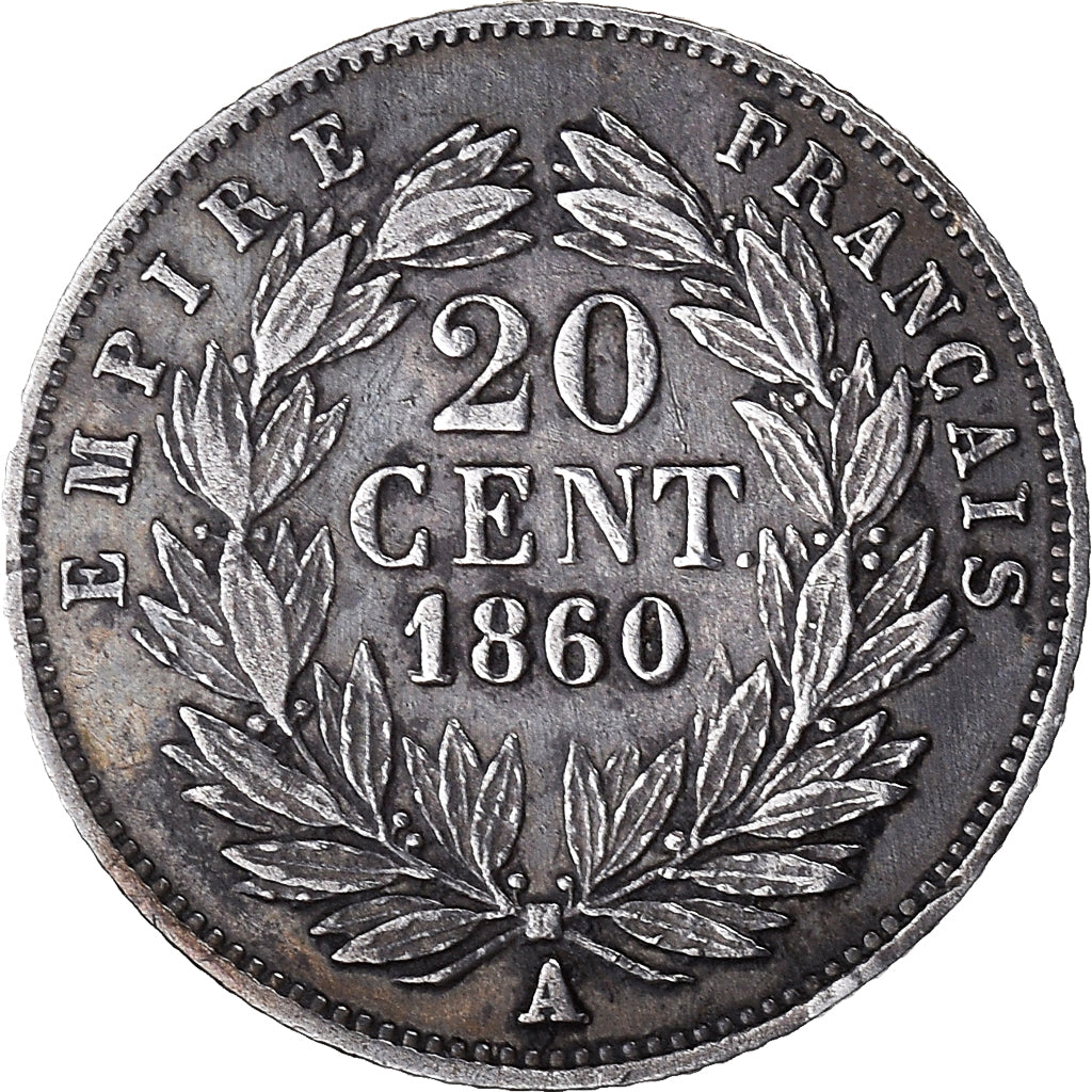 Coin, France, Napoléon III, 20 Centimes, 1860, Paris, VF(30-35), Silver
