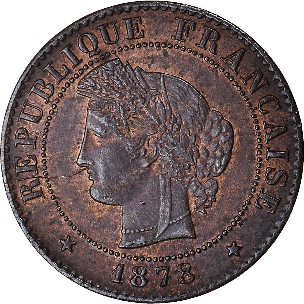 Monnaie, France, Cérès, Centime, 1878, Bordeaux, TTB, Bronze, Gadoury:88